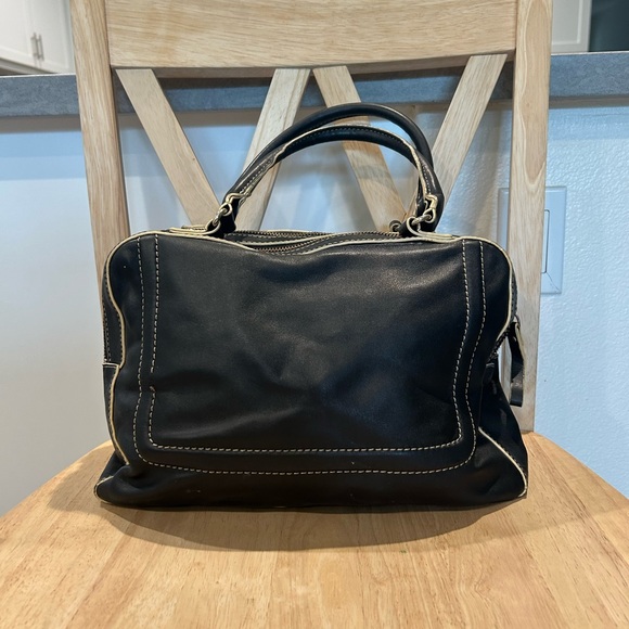 Vintage Kate Spade Black Satchel with Cream Stitching - Picture 3 of 8